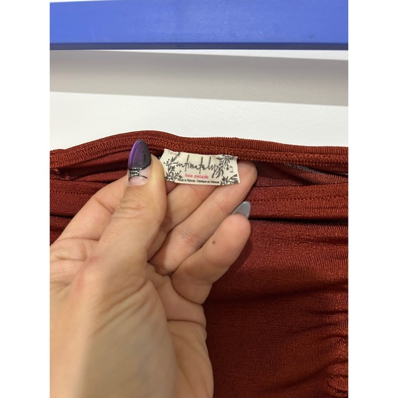 Free People Ruched Long Sleeve Bodysuit Square Neck Rust Orange Size S - Picture 2 of 8